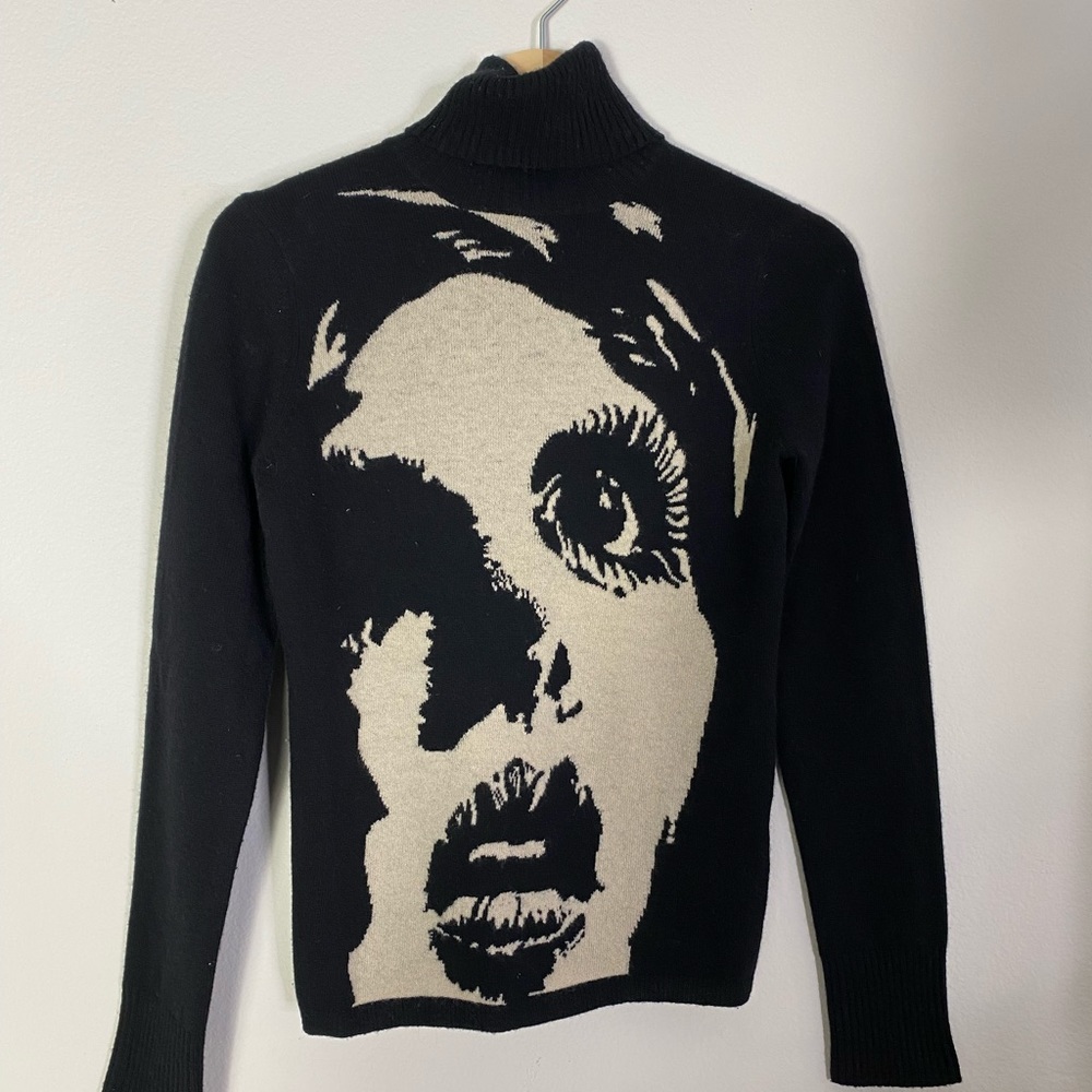 Lucky Brand Black and Cream Turtleneck Sweater